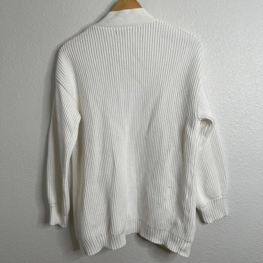 Quince Ribbed Knit Open Front Cardigan White Organic Cotton Size‎ S - Picture 5 of 5